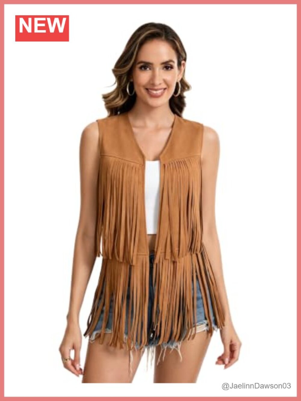 Faux Suede Fringe Vest Sleeveless Western Cowgirl Hippie Boho Concert